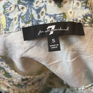 7 For All Mankind Floral Embroidered Peplum Eyelet Top Size S